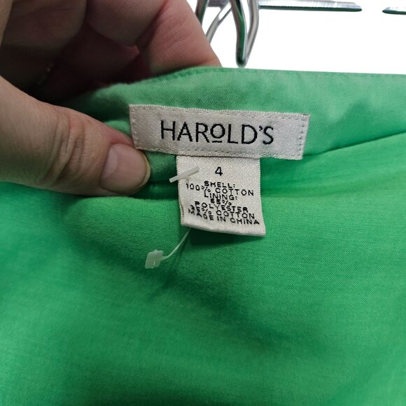 Harolds Green Floral Embroidered Cotton Skirt With Side Zipper Womens Size 4‎ - Picture 3 of 10